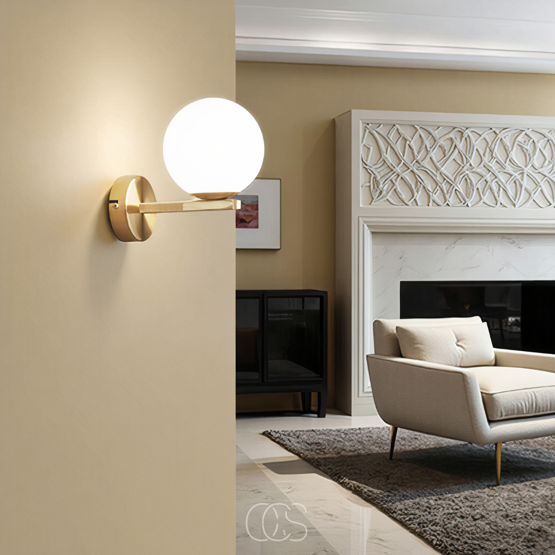 Lereks - wall lamp with white globe