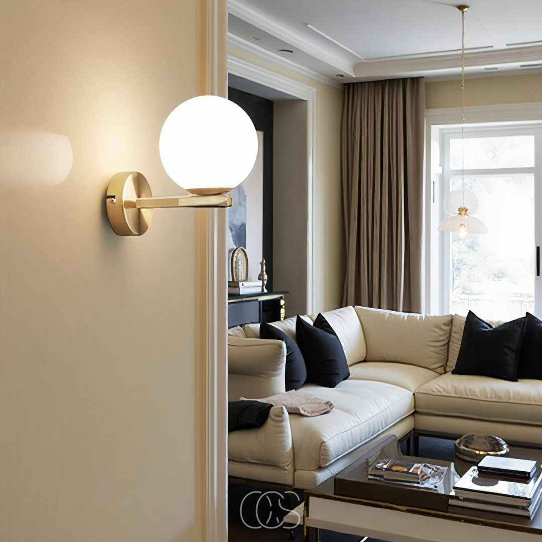 Lereks - wall lamp with white globe