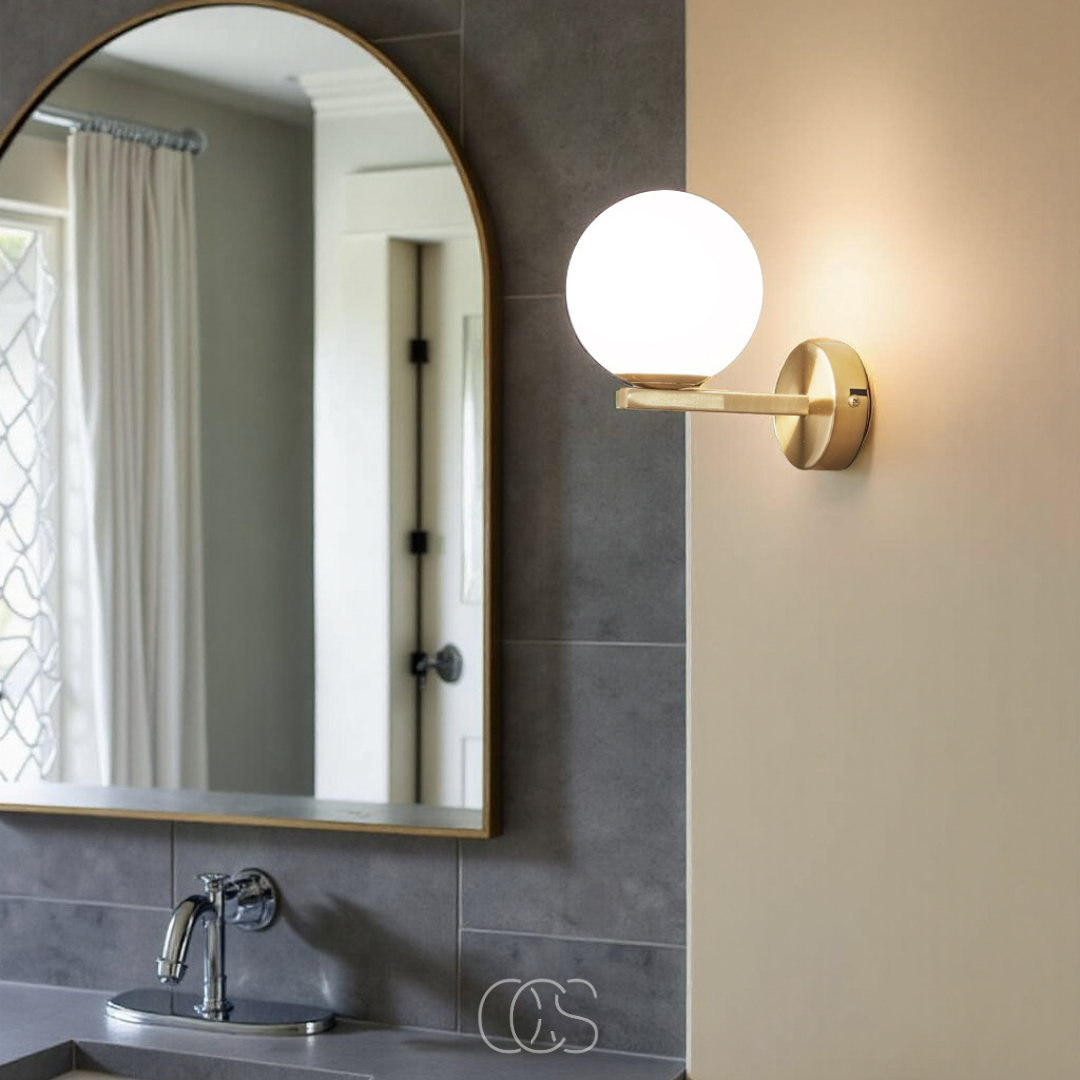 Lereks - wall lamp with white globe