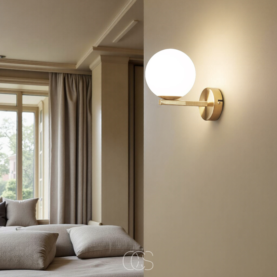 Lereks - wall lamp with white globe