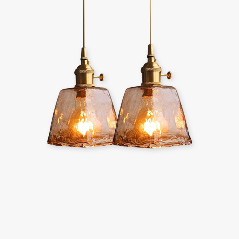 Novaro Retro LED Pendant Lights in Gold Metal and Glass for Bedroom, Living Room, Dining Room