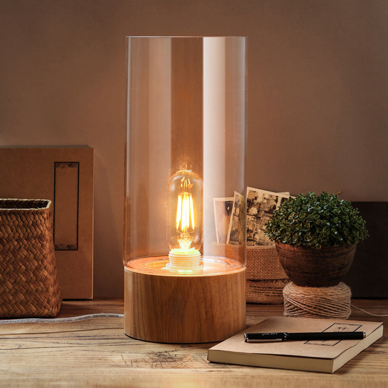 Aureo | Stylish Cylindrical Table Lamp with Wooden Base