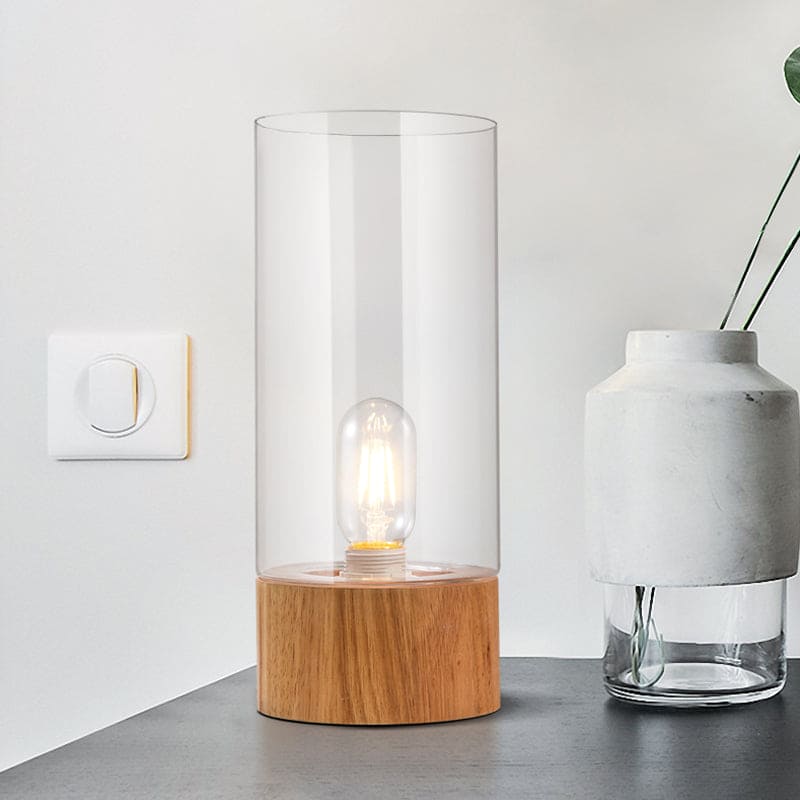 Aureo | Stylish Cylindrical Table Lamp with Wooden Base