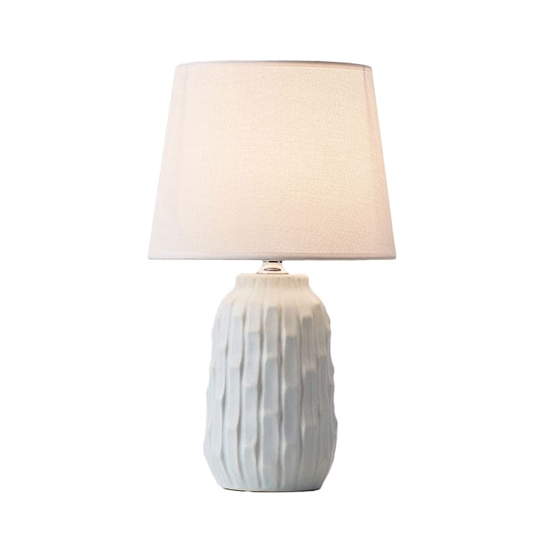 Liora | Designer Table Lamp With Cone Shade And Ceramic Cylinder Base