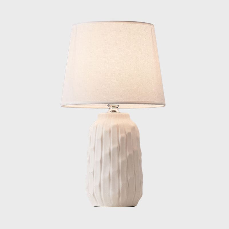 Liora | Designer Table Lamp With Cone Shade And Ceramic Cylinder Base