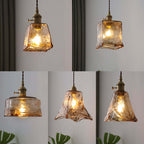 Novaro Retro LED Pendant Lights in Gold Metal and Glass for Bedroom, Living Room, Dining Room