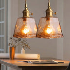 Novaro Retro LED Pendant Lights in Gold Metal and Glass for Bedroom, Living Room, Dining Room