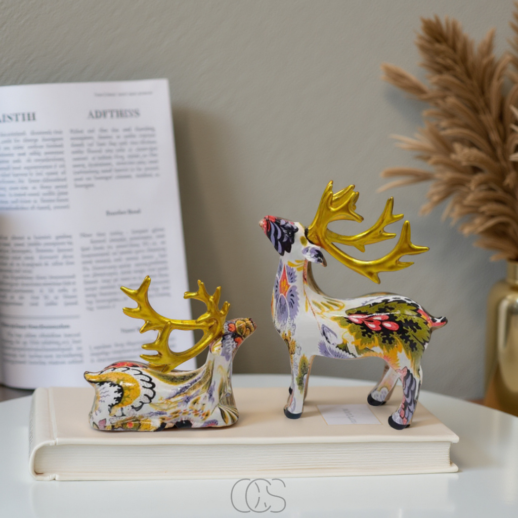 Lereks - Abstract Deer Sculpture - Decorative Table Sculpture in Resin