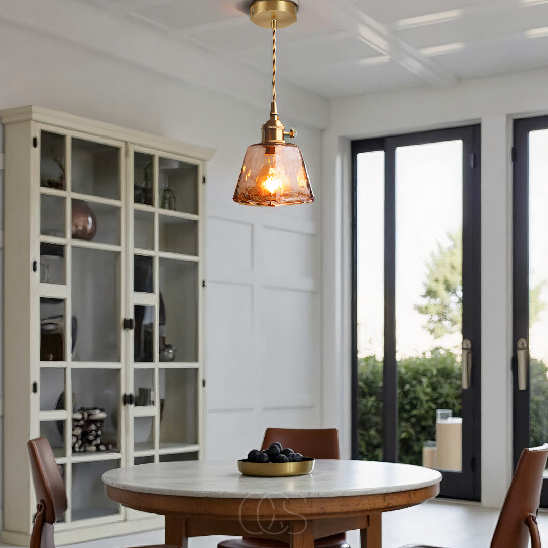 Lereks - Amber Glass Pendant Lamp – Warm Light & Stylish Design