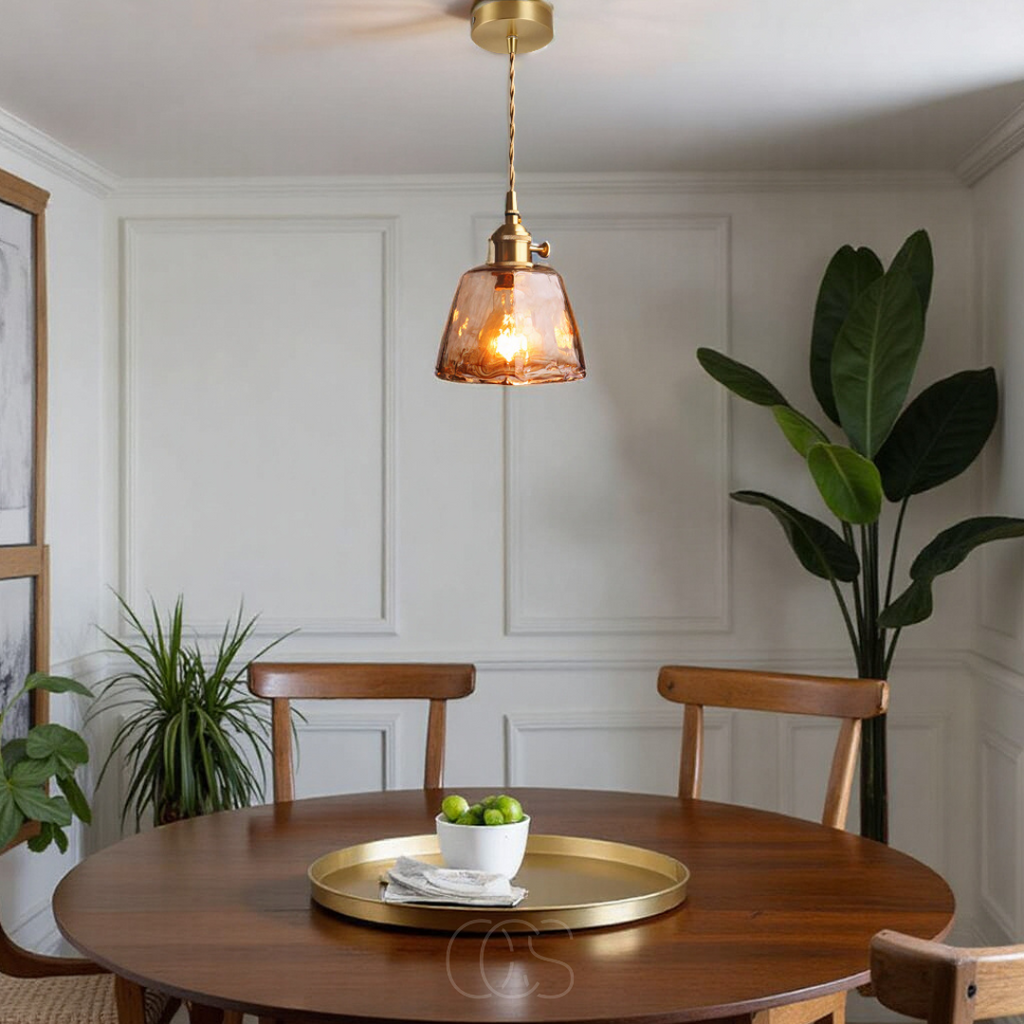 Lereks - Amber Glass Pendant Lamp – Warm Light & Stylish Design