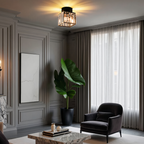 Lereks - Crystal ceiling lamp - Black Metal & K9 Crystal flush mount