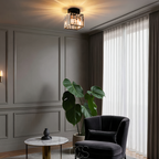 Lereks - Crystal ceiling lamp - Black Metal & K9 Crystal flush mount