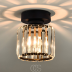 Lereks - Crystal ceiling lamp - Black Metal & K9 Crystal flush mount