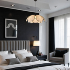 Lereks - Flower-shaped Rattan Pendant Lamp with Black Accents