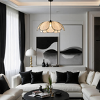 Lereks - Flower-shaped Rattan Pendant Lamp with Black Accents