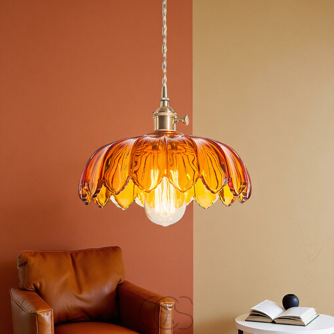 Lereks - Lampada a sospensione a forma di fiore in vetro - Design vintage