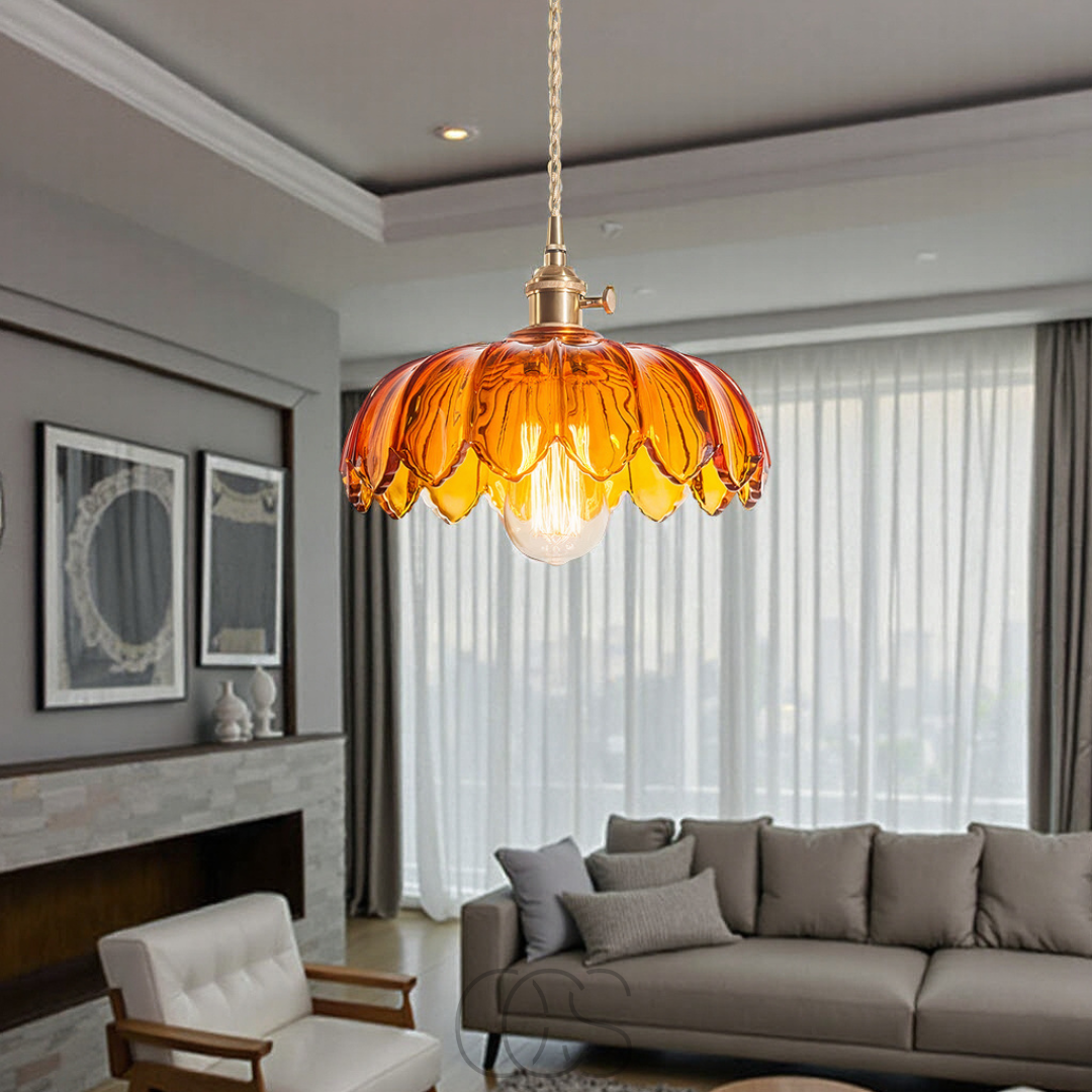 Lereks - Lampada a sospensione a forma di fiore in vetro - Design vintage