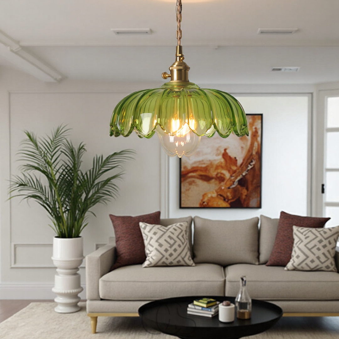 Lereks - Lampada a sospensione a forma di fiore in vetro - Design vintage