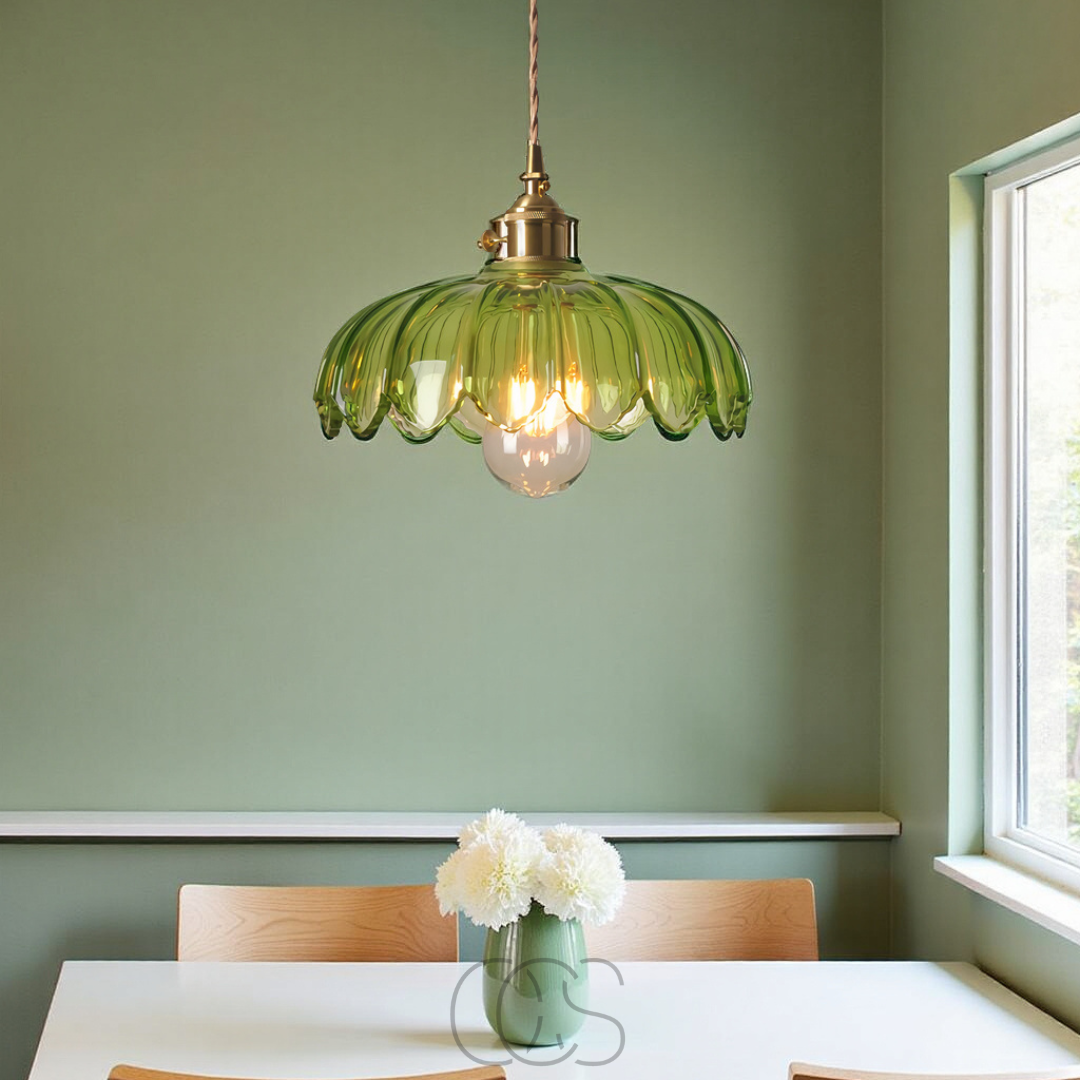 Lereks - Lampada a sospensione a forma di fiore in vetro - Design vintage