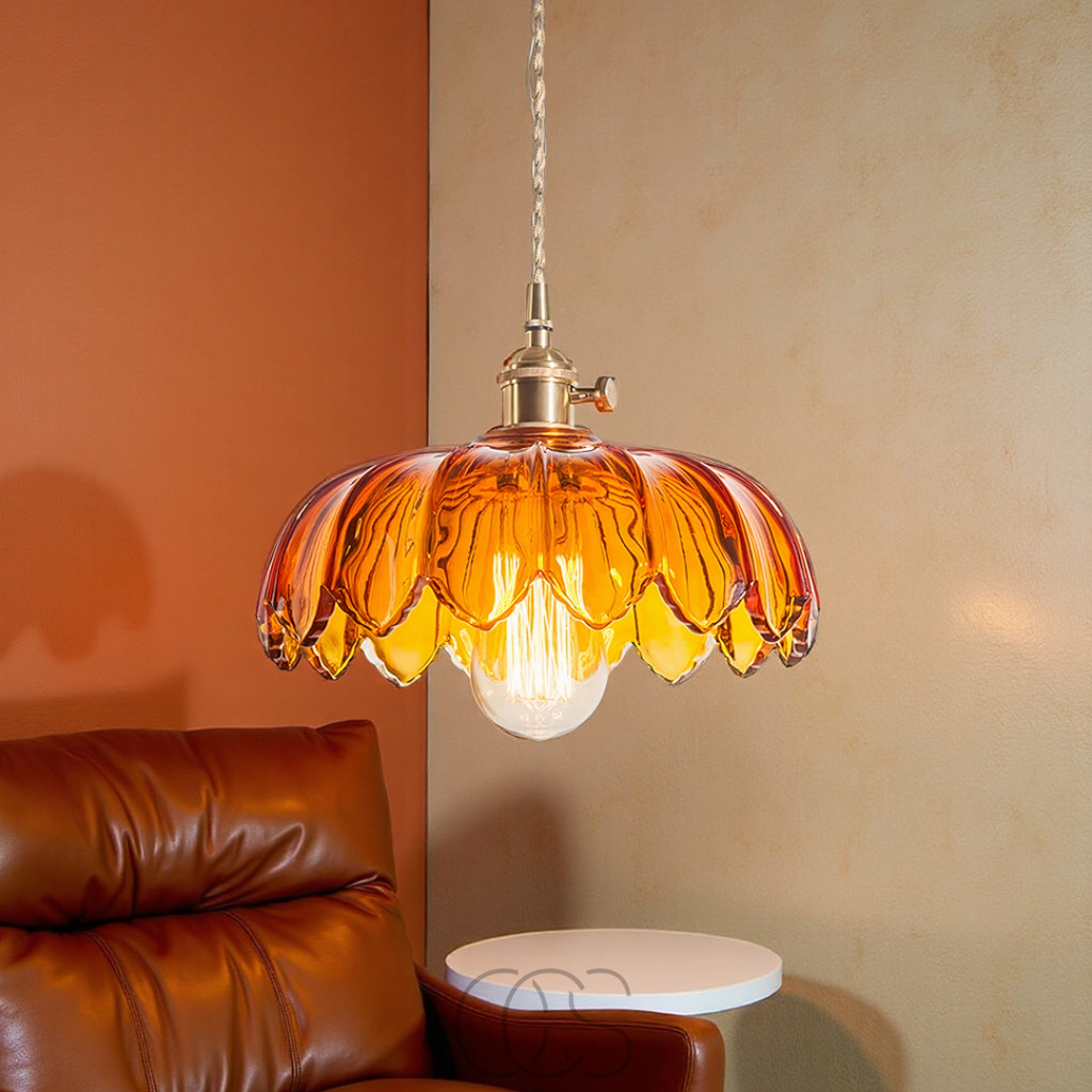 Lereks - Glass Flower Pendant Lamp - Vintage Design