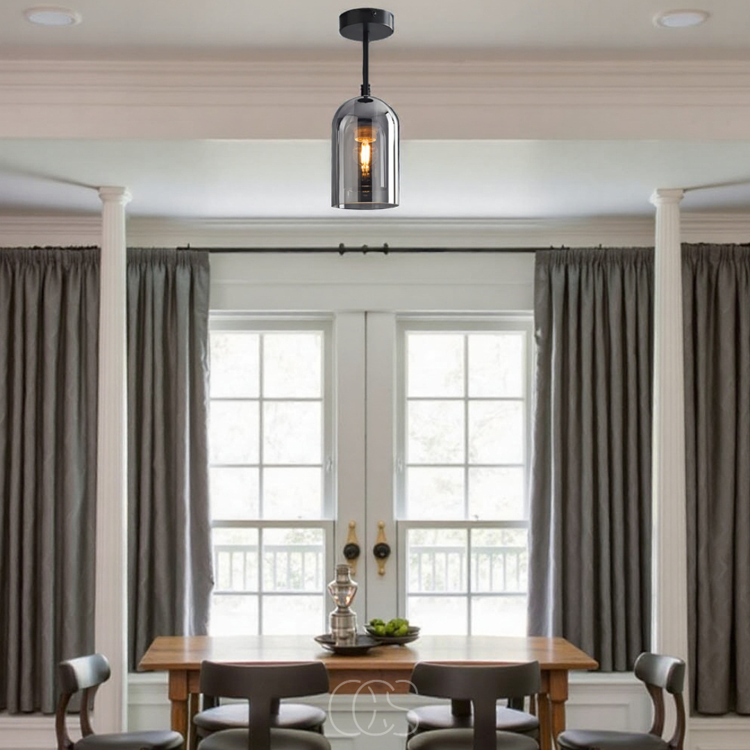 Lereks - Lampada da soffitto vintage in vetro con LED