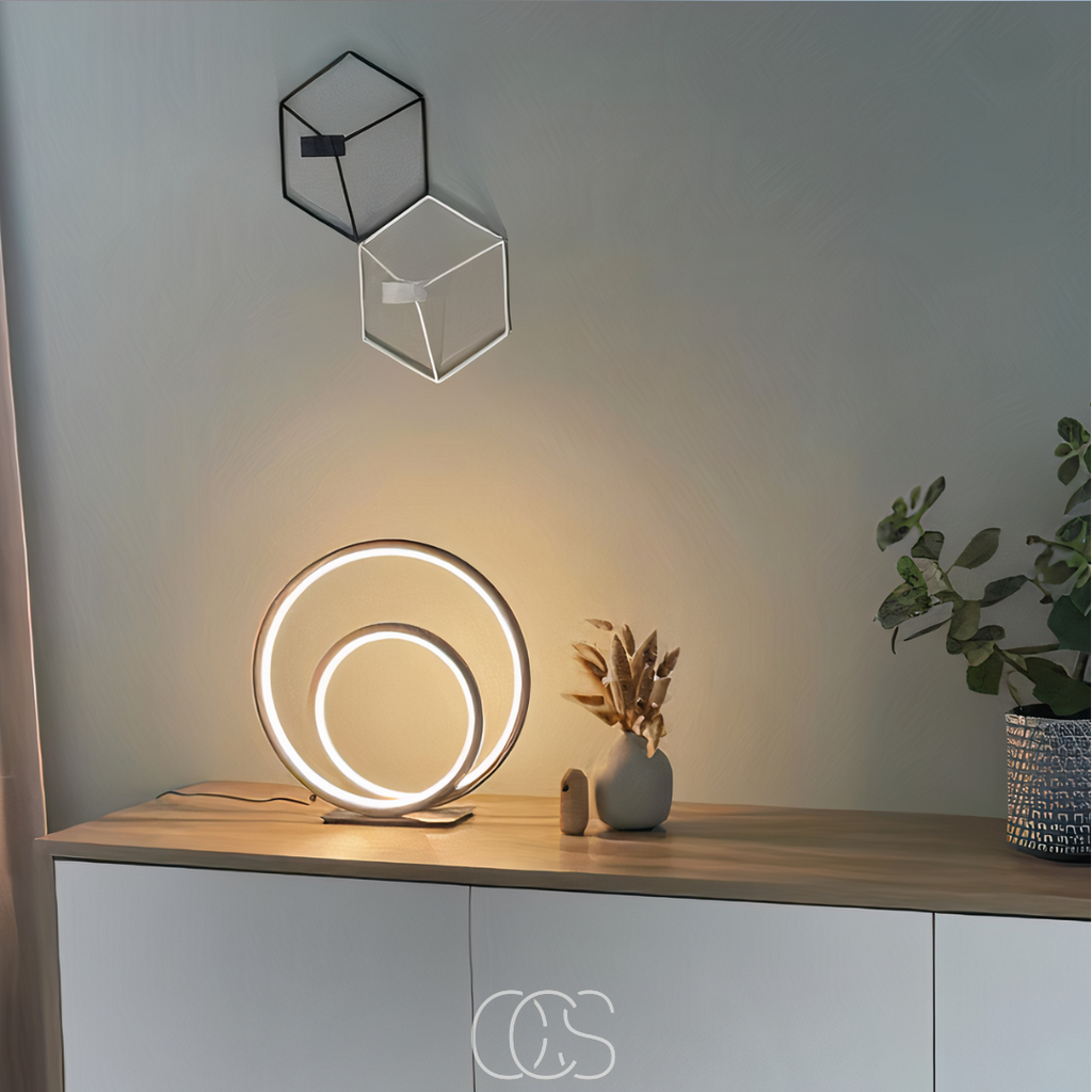 Lereks - Lámpara de Mesa LED Doble Anillo