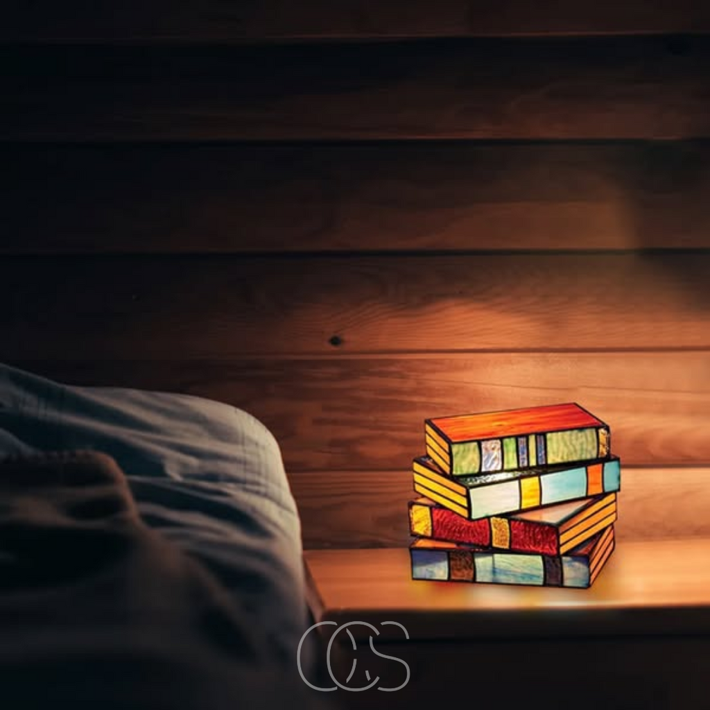 Lereks - Mosaic Book Lamp - Wireless Tiffany Table Lamp