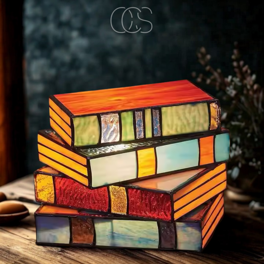 Lereks - Mosaic Book Lamp - Wireless Tiffany Table Lamp