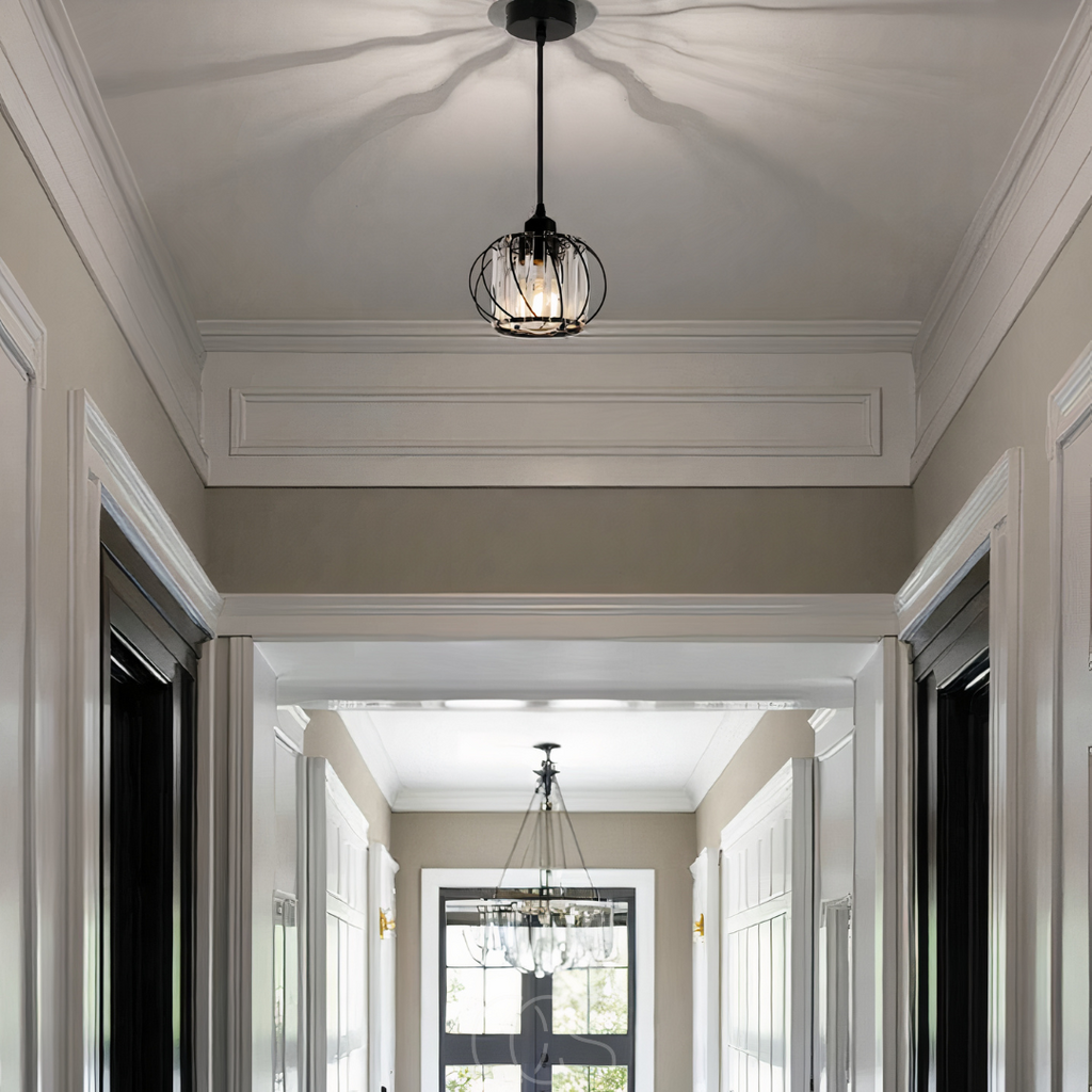 Lereks - Nordic Pendant Lamp with Spherical Glass - Black Design