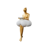 Lereks - Reading Woman on Cloud Sculpture - Resin Art Object
