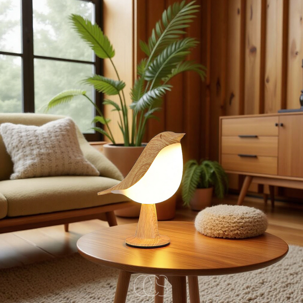 Lereks - Wooden Bird Lamp - Wireless Table Lamp with Warm Light