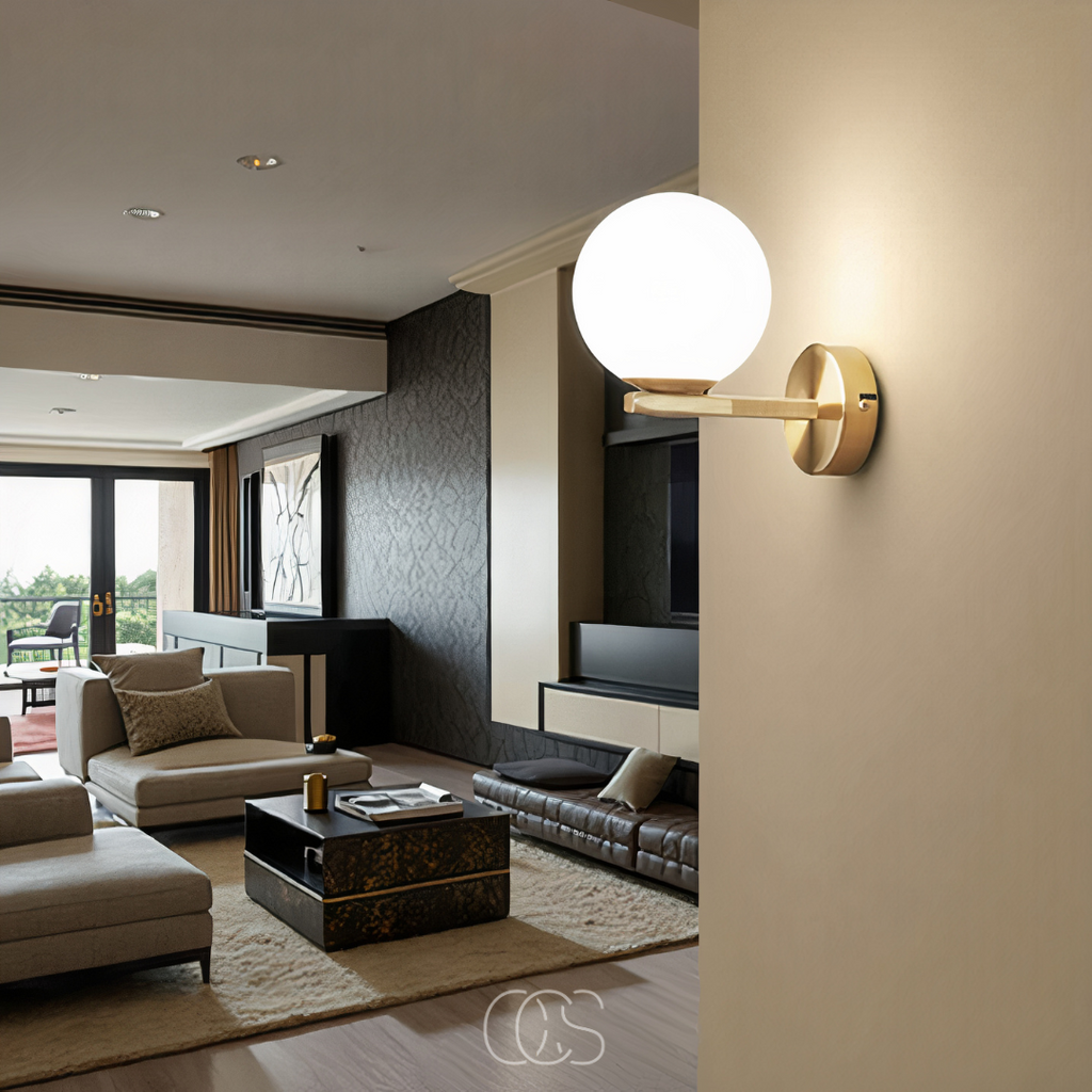 Lereks - wall lamp with white globe